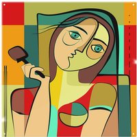 Benjamin Tate Design woman with chocolate in hand Designer Splash Back in Natural