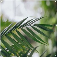 Benjamin Tate Design Closeup of green palm leaf Designer Splash Back in Natural