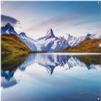 Benjamin Tate Design Panoramic view of the Mt. Schreckhorn & Wetterhorn Designer Splash Back in Natural