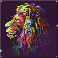 Benjamin Tate Design lion's head on a purple background in popart style Designer Splash Back in Natural