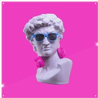 Benjamin Tate Design Plaster statue of David's head in blue sunglasses Designer Splash Back in Natural