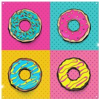 Benjamin Tate Design donut cartoon pop art style Designer Splash Back in Natural