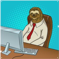 Benjamin Tate Design Sloth animal office worker pop art retro Designer Splash Back in Natural
