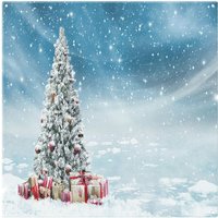 Benjamin Tate Design Beautiful Decorated Snowed In Christmas Tree Dining Splash Back in Natural