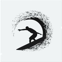 Benjamin Tate Design Surfer Silhouette Splash Back in Natural