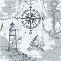 Benjamin Tate Design Compass & Map Splash Back in Natural