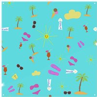 Benjamin Tate Design Beach Cartoons Splash Back in Natural