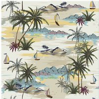 Benjamin Tate Design Palm & Sailboats Splash Back in Natural