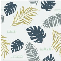 Benjamin Tate Design Gold Glitter & Navy Leaves Splash Back in Natural