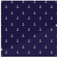 Benjamin Tate Design White & Red Anchors On Navy Splash Back in Natural