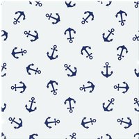 Benjamin Tate Design Navy Anchors On White Splash Back in Natural