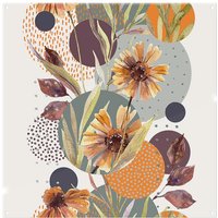 Benjamin Tate Design Orange Geometric With Flowers Splash Back in Natural