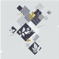 Benjamin Tate Design Geometric Squares & Leaves Splash Back in Natural