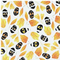 Benjamin Tate Design Autumn Leaves & Halloween Skulls Splash Back in Natural