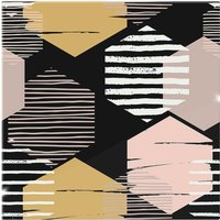 Benjamin Tate Design Yellow White & Pink Hexagons Splash Back in Natural