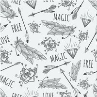 Benjamin Tate Design Tribal Feathers Arrows & Diamonds Splash Back in Natural