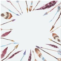 Benjamin Tate Design Watercolor Boho Chic With Feathers & Arrows Splash Back in Natural
