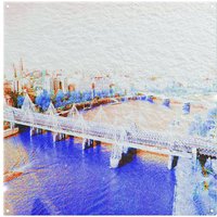 Benjamin Tate Design London Eye Veiw Blue Splash Back in Natural