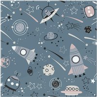 Benjamin Tate Design Spaceships & Planets With Stars Splash Back in Natural