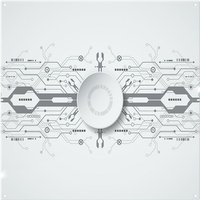 Benjamin Tate Design Concept With Various Technology Elements Splash Back in Natural