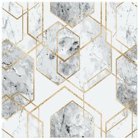 Benjamin Tate Design Geometric Marble Pattern With Gold Glitter Splash Back in Natural