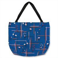 Benjamin Tate Design Flowers With Check Grid For Fashion Tote bat in Natural