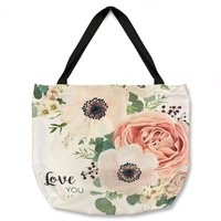 Benjamin Tate Design Garden Flower Pink Peach Rose White Anemone Tote bat in Natural