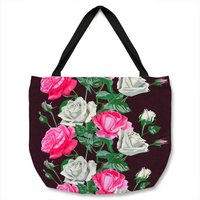 Benjamin Tate Design Pattern Of Pink & White Flowers Tote bat in Natural