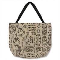Benjamin Tate Design Striped Egyptian Theme With Ethnic & Tribal Motifs Tote bat in Natural