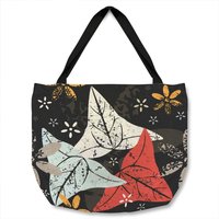 Benjamin Tate Design Leaves & Flowers Autumn Pattern Tote bat in Natural
