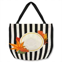 Benjamin Tate Design Black Stripes Autumn Leaves Tote bat in Natural