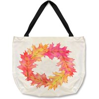 Benjamin Tate Design Pink & Orange Autumn Reath Tote bat in Natural