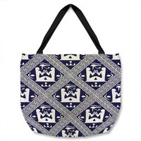 Benjamin Tate Design Egyptian Hieroglyphs In Navy Tote bat in Natural
