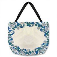 Benjamin Tate Design Winter Blue Flowers Tote bat in Natural