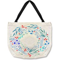 Benjamin Tate Design Blue Decorative Reath Tote bat in Natural