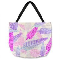 Benjamin Tate Design Purple Feathers Tote bat in Natural