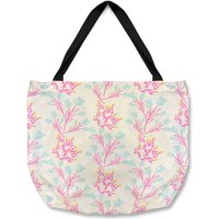 Benjamin Tate Design Pink & Blue Flower Design Tote bat in Natural
