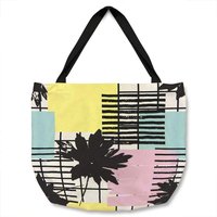 Benjamin Tate Design Geometric Shape & Leaf Print Tote bat in Natural