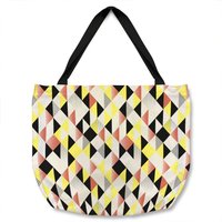 Benjamin Tate Design Yellow Pink & Black Geometric Pattern Tote bat in Natural