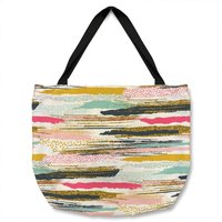 Benjamin Tate Design Coloured Stripes & Spots Tote bat in Natural