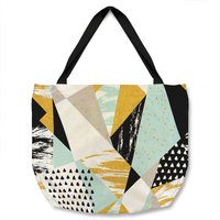 Benjamin Tate Design Geometric Shapes & Brush Strokes Tote bat in Natural