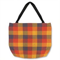Benjamin Tate Design Orange Check Pattern Tote bat in Natural