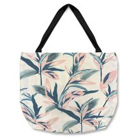 Benjamin Tate Design Winter Pink & Blue Flowers Tote bat in Natural