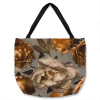 Benjamin Tate Design Golden White Flower Tote bat in Natural