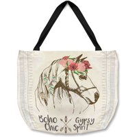Benjamin Tate Design Horse With Flower Chic Tote bat in Natural
