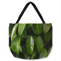 Benjamin Tate Design Closeup of beautiful glossy green leaves Designer Tote bat in Natural