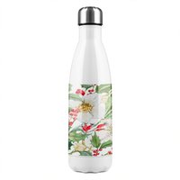 Benjamin Tate Design Watercolour Christmas Pattern Stainless Steel Bottle in Natural