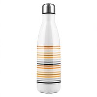 Benjamin Tate Design Striped Pattern Orange Black Gray Beige & Brown Stainless Steel Bottle in Natural