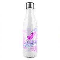 Benjamin Tate Design Purple Feathers Stainless Steel Bottle in Natural