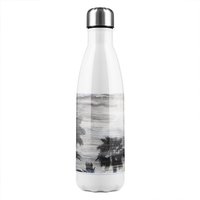 Benjamin Tate Design Silver & Black Palm Stainless Steel Bottle in Natural